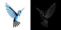 Hummingbird colibri bird color and line art logo