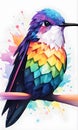 Hummingbird Colorful Watercolor Animal Artwork Digital Graphic Design Poster Gift Card Template