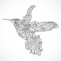 Hummingbird with floral ornament. Tattoo art Royalty Free Stock Photo