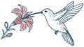 Hummingbird and Flower Vector Art, vector design Generative AI Royalty Free Stock Photo