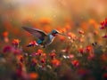 Hummingbird\'s Ballet in a Field of Wildflowers