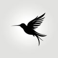 Hummingbird Silhouette in black and white. Minimalistic illustration for logo design Royalty Free Stock Photo