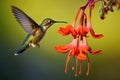 a hummingbird sipping nectar from a flower