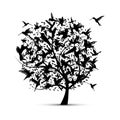 Hummingbird tree, sketch for your design Royalty Free Stock Photo