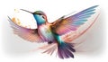 Hummingbird with wings spread. Colorful vector illustration on white background. Royalty Free Stock Photo