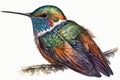 Full Body Hummingbird watercolor, predator animals wildlife. Isolate on white background.