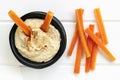 Hummus with Carrot Sticks Top View