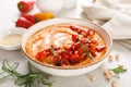 Hummus. Chickpea sauce with baked paprika