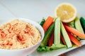 Hummus Dip And Vegetable Sticks Royalty Free Stock Photo
