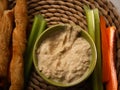 Hummus and dips in a bowl medium Royalty Free Stock Photo