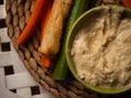Hummus and dips in a bowl medium Royalty Free Stock Photo