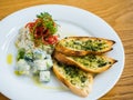 hummus with garlic bread Royalty Free Stock Photo