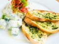 hummus with garlic bread Royalty Free Stock Photo