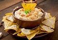 Hummus with olive oil and pita chips