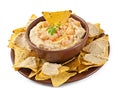 Hummus with olive oil and pita chips