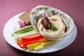 Hummus platter with vegetables Royalty Free Stock Photo