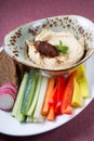 Hummus platter with vegetables Royalty Free Stock Photo