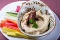 Hummus platter with vegetables Royalty Free Stock Photo