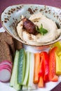 Hummus platter with vegetables Royalty Free Stock Photo