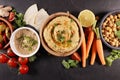 Hummus, vegetable and pita bread