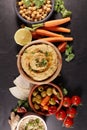 Hummus, vegetable and pita bread