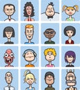 Humor cartoon faces collection Royalty Free Stock Photo