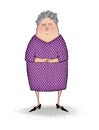 Cute Happy Old Lady in a Polka Dot Dress