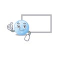 Humorous blue moon cartoon design Thumbs up bring a white board