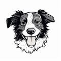 Humorous Border Collie Dog Face Drawing In Shepard Fairey Style