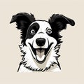 Humorous Border Collie Vector Illustration With Happy Expressionism