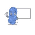 Humorous burkholderia bacteria cartoon design Thumbs up bring a white board