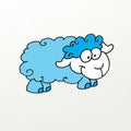 Humorous button of a blue sheepskin