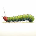 Humorous Caricature Illustration Of A Detailed Caterpillar On White Ground