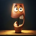 Humorous Caricature Lamp: A Sober Cartoon Face Lamp With Whiplash Curves