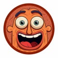 Humorous Cartoon Logo Of A Smiling Man With Terracotta Medallion Style