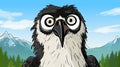 Humorous Cartoon Of An Osprey With Expressive Eyes