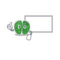 Humorous chroococcales bacteria cartoon design Thumbs up bring a white board