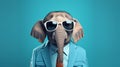 Humorous Conceptual Portraiture: Blue Elephant With Sunglasses And Glasses