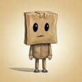 Humorous Cubo-futurism: A Sad Brown Paper Bag Man Concept Art