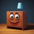 Humorous 3d Model Of A Happy Nightstand With A Lamp