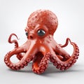 Humorous Dark Red Octopus 3d Model With Open Tentacles