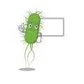 Humorous e.coli bacteria cartoon design Thumbs up bring a white board