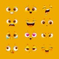 Humorous emoji set. Cute emoticon face collection. Funny cartoon comic faces.