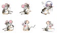 Humorous illustrations of emotions on the example of funny primitive drawings of rats and mice