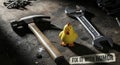 Funny Chicken Standing Between Tools Royalty Free Stock Photo