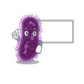 Humorous lactobacillus rhamnosus bacteria cartoon design Thumbs up bring a white board