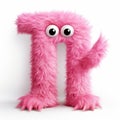 Humorous Pink Fuzzy Animal Monster Letter Q Royalty Free Stock Photo