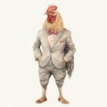 Humorous Rooster Illustration In Tran Nguyen Style