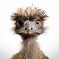 Humorous Studio Portraiture Of An Emu With Blue Eyes