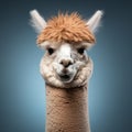 Humorous Studio Shot Of Llama Wearing A Brown Wig Royalty Free Stock Photo